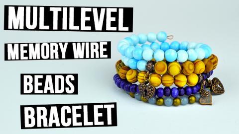  DIY Multilevel Memory Wire Beads Bracelet 